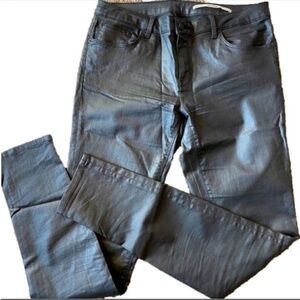 Zara Woman 8 Slim Fit Medium Rise Jeans Black Faux Leather Pants